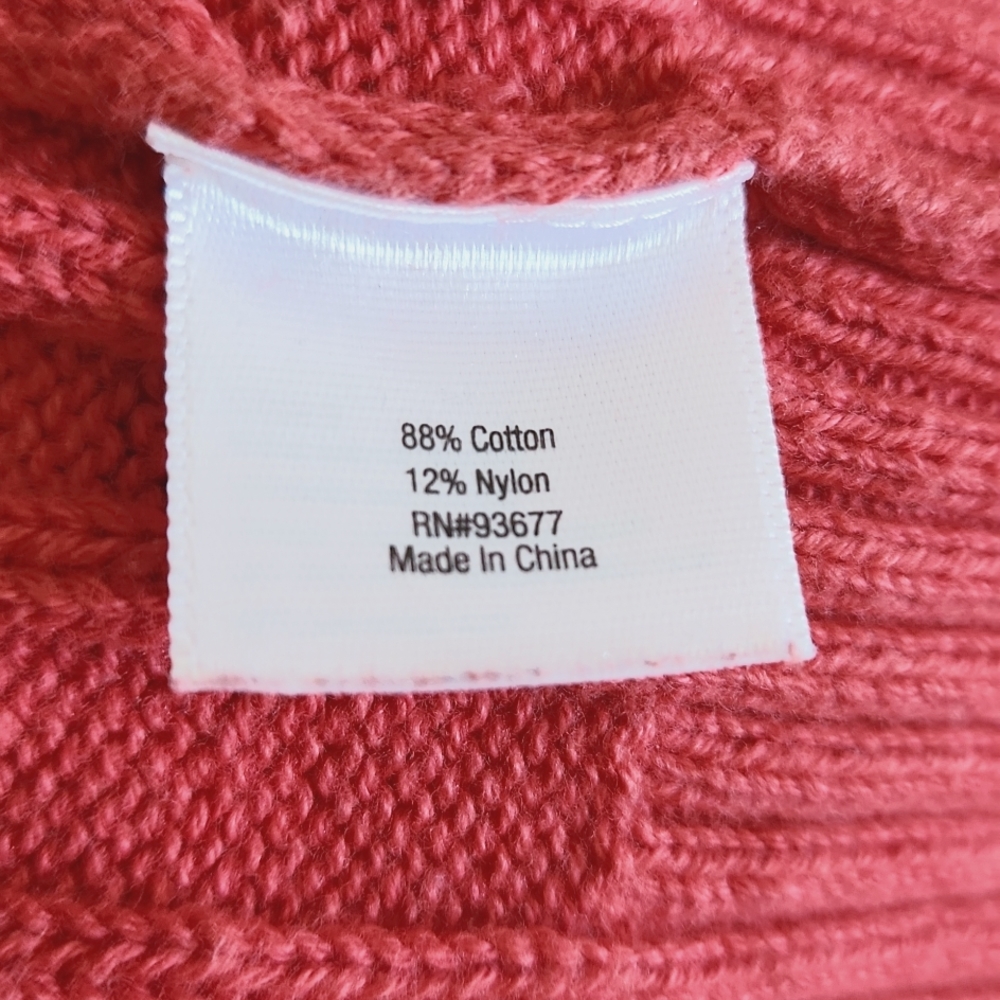 St. John's Bay, Women's, M, Crew Neck, Long Sleeve, Red, Cable &Straight Stitch - Picture 6 of 7